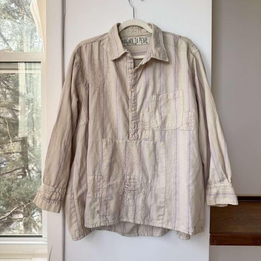 Magnolia Pearl Stripe Flex Raya Shirt Top Lavinta 1149